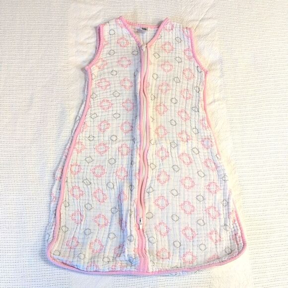 Hudson Baby Medium 6-12 months White and Pink Cotton Zippered Sleep Sacks - Picture 2 of 11